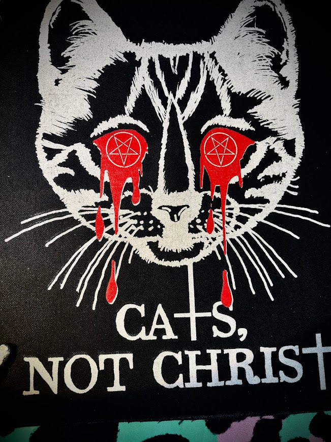 Cats, not Christ large back patch.