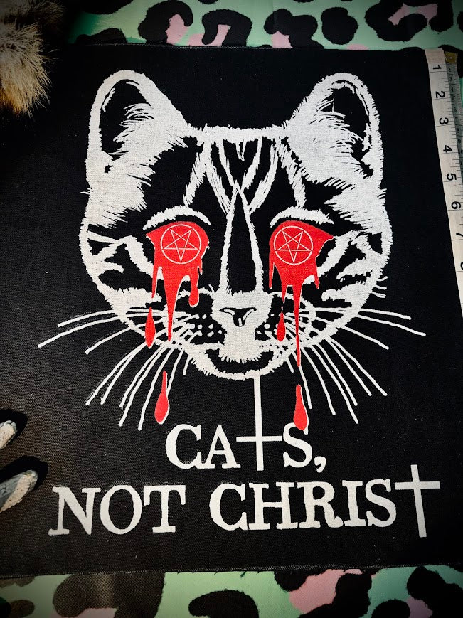Cats, not Christ large back patch.