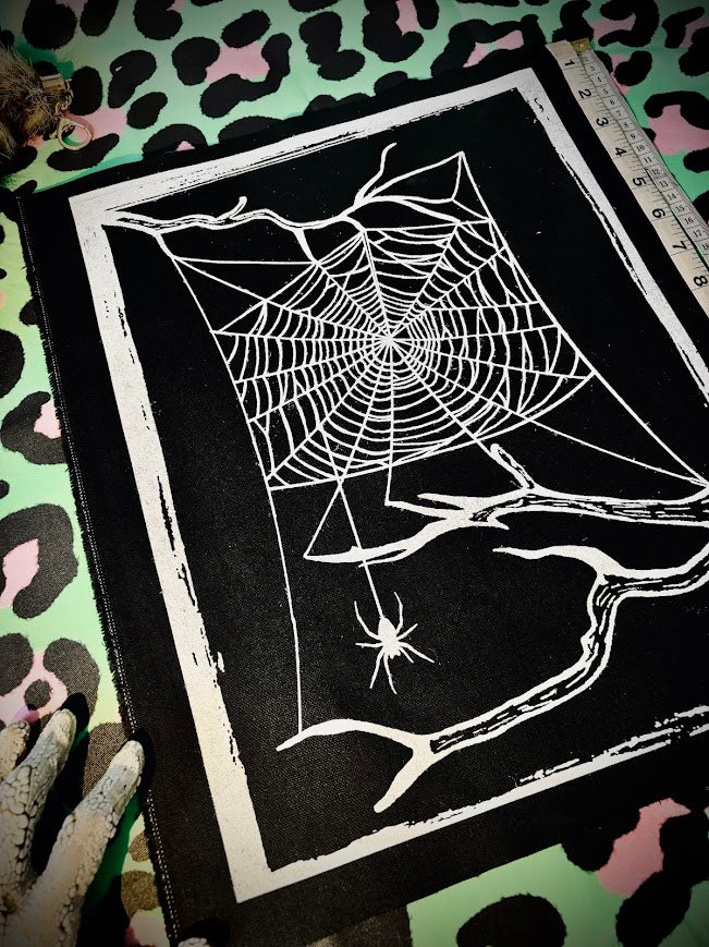 large spider web back patch.
