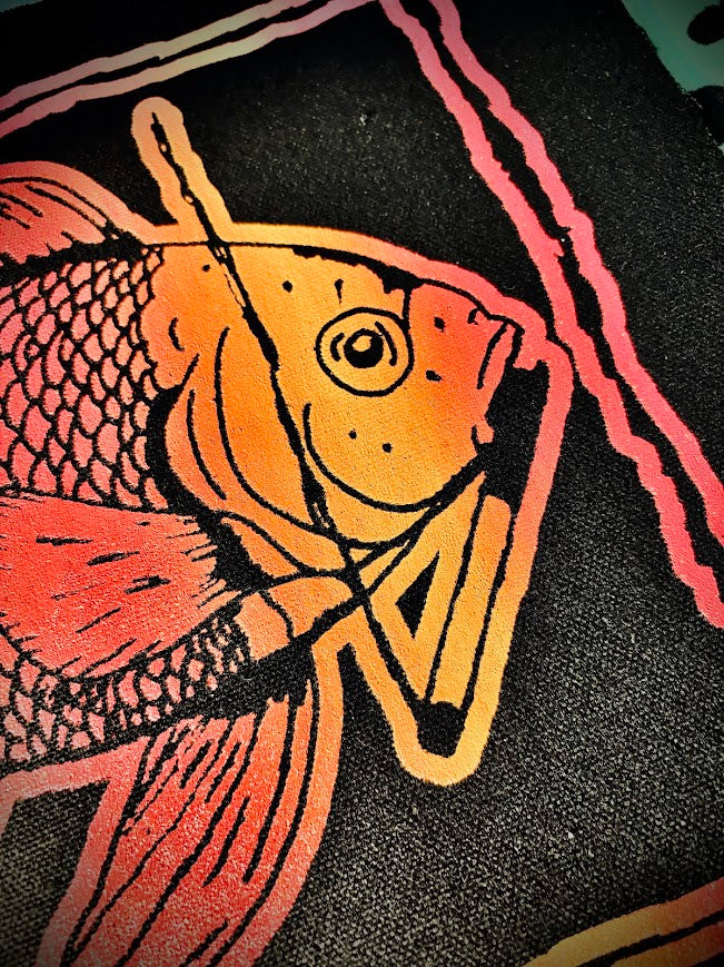 Fish smoking a cigarette back patch.