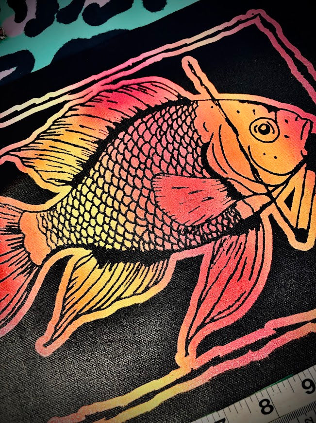 Fish smoking a cigarette back patch.