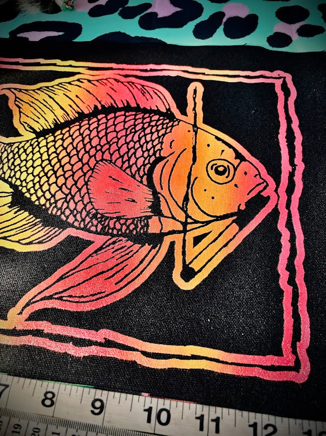 Fish smoking a cigarette back patch.