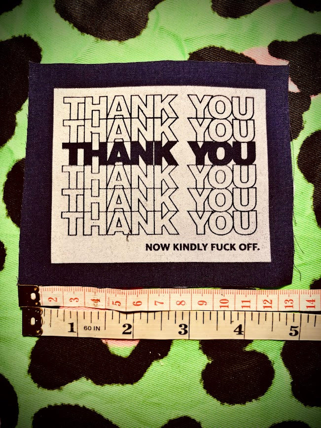 Thank you, now kindly f_uck off patch, from the 90's bag design