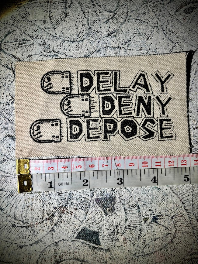 Bullet Bill, Delay Deny Depose, Luigi Mangione patch