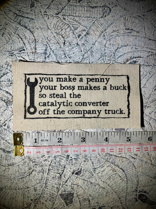 Anti work poem patch.