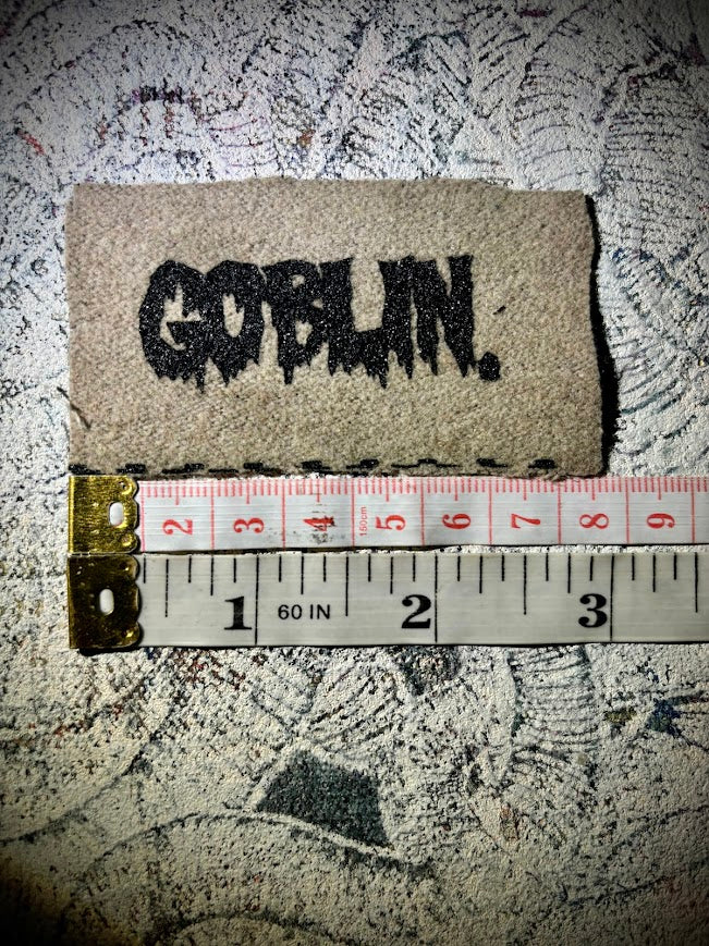 Goblin mini patch! small little patch that says goblin. for all those crusty punk and goth goblins out there.