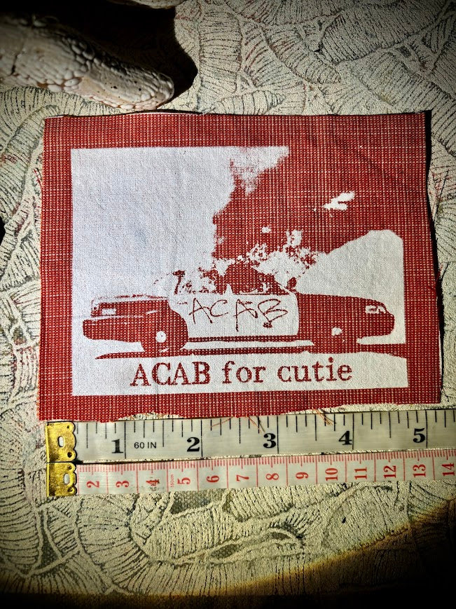 ACAB for Cutie sew on patch with burning cop car