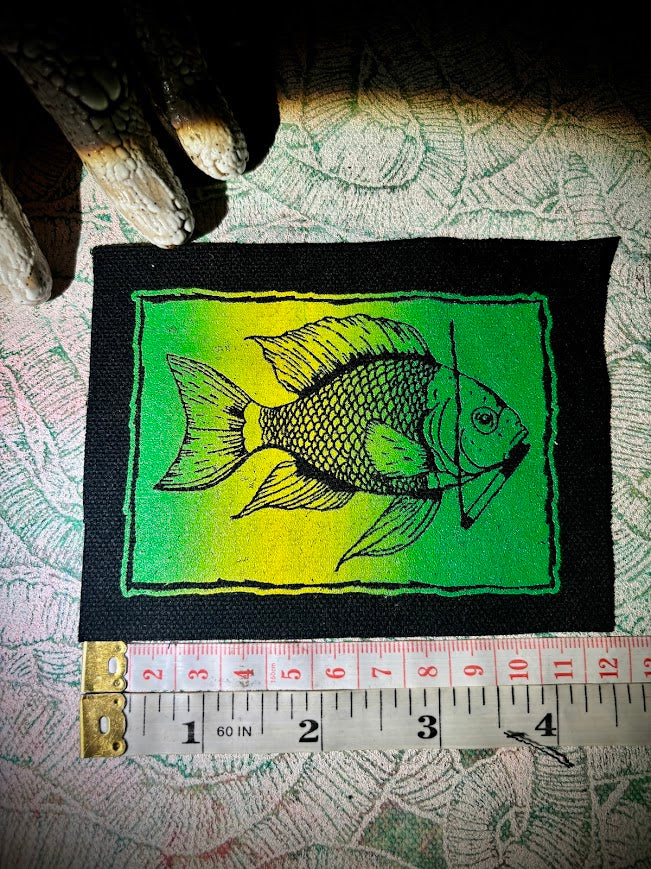 Fish smoking a cigarette patch