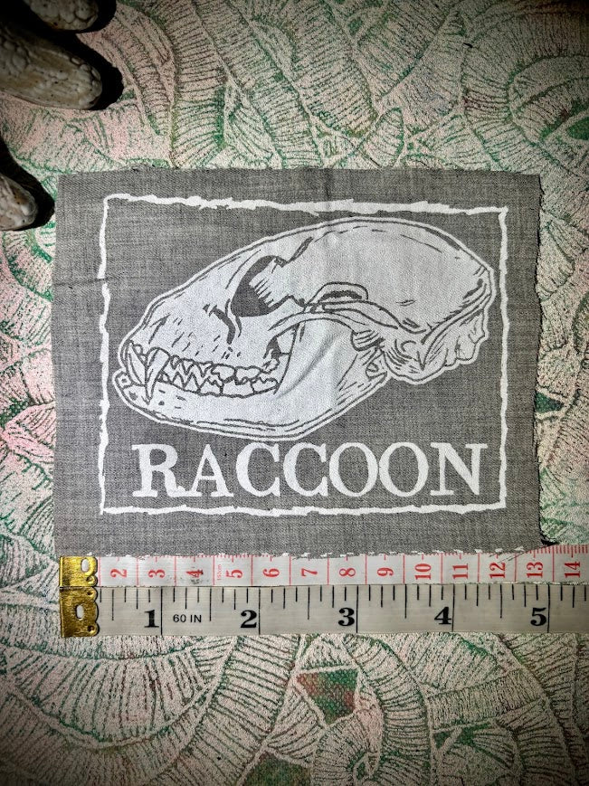 Raccoon skull sew on patch