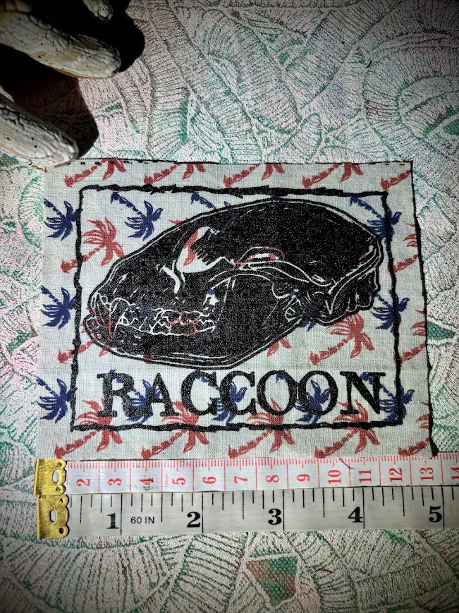 Raccoon skull sew on patch