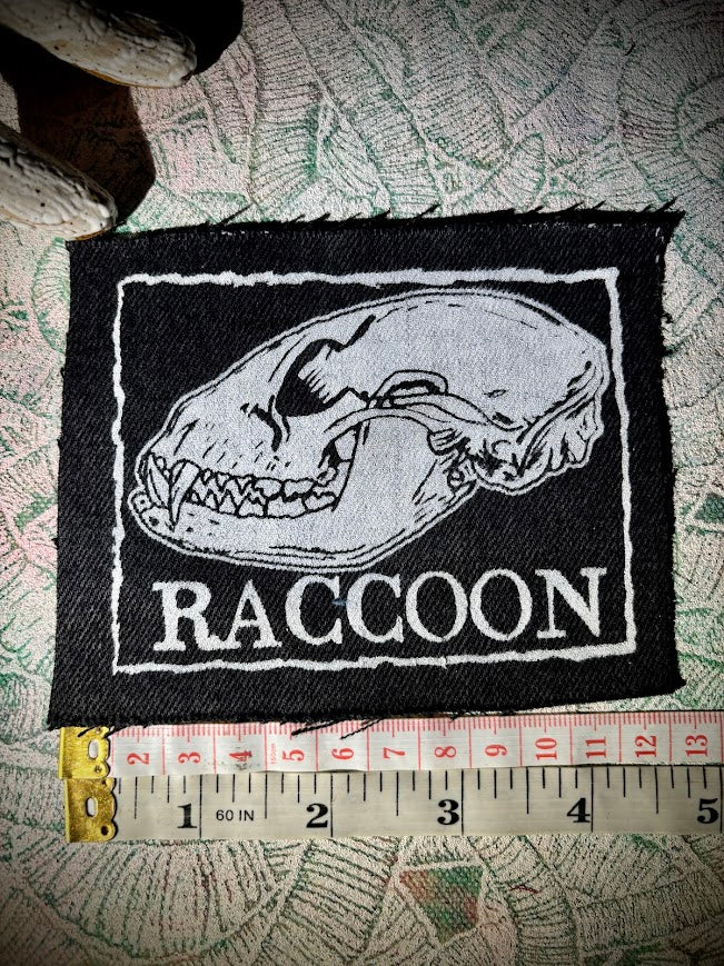 Raccoon skull sew on patch
