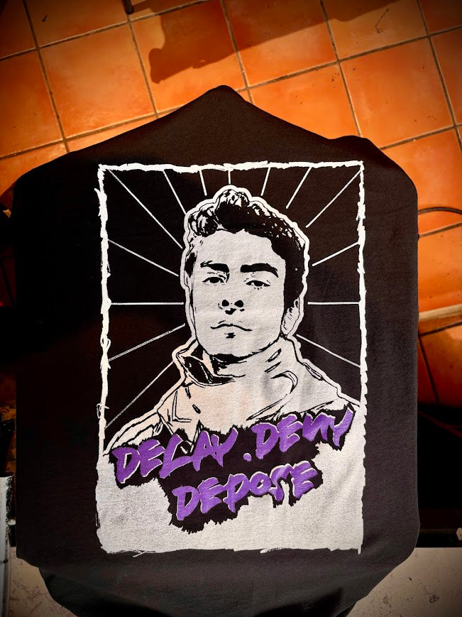 Luigi Mangione, Delay Deny Depose t-shirt