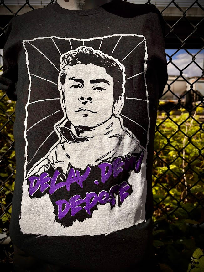 Luigi Mangione, Delay Deny Depose t-shirt