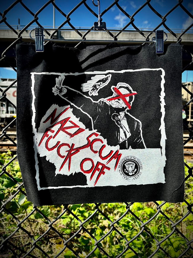 Elon musk, Nazi scum fuck off back patch.