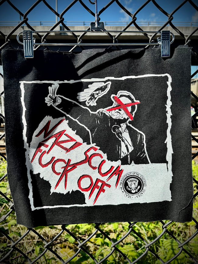 Elon musk, Nazi scum fuck off back patch.