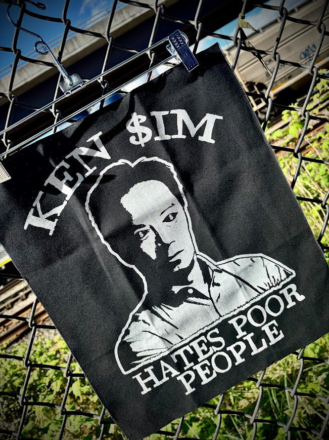 Ken Sim hates poor people back patch/flag