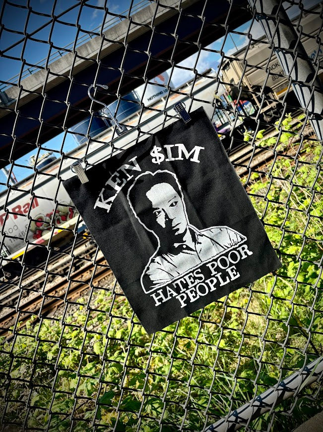 Ken Sim hates poor people back patch/flag