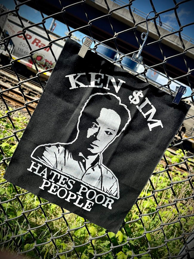 Ken Sim hates poor people back patch/flag