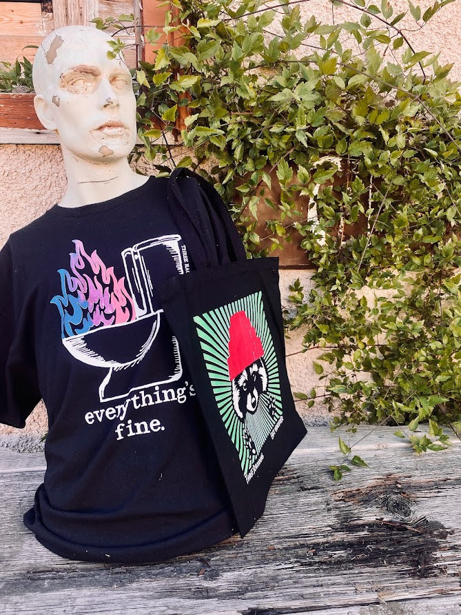 Everything's Fine tee, with a flaming toilet.