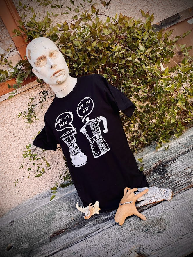 Get Me Hot! Soak My Bean! Cheeky coffee tee.