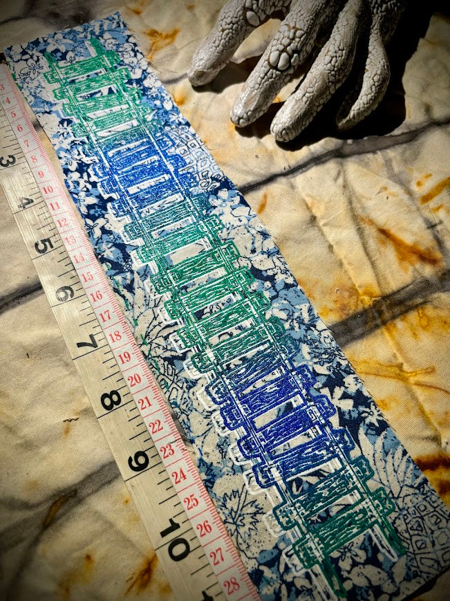 Train tracks sew on patch. 11 inches long