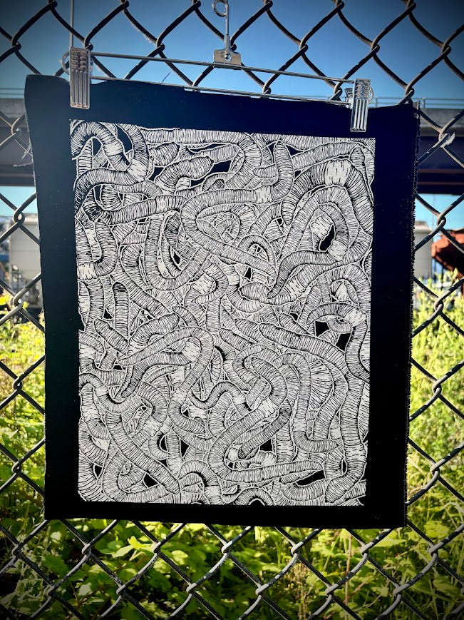 WORMS! large worm back patch panel.