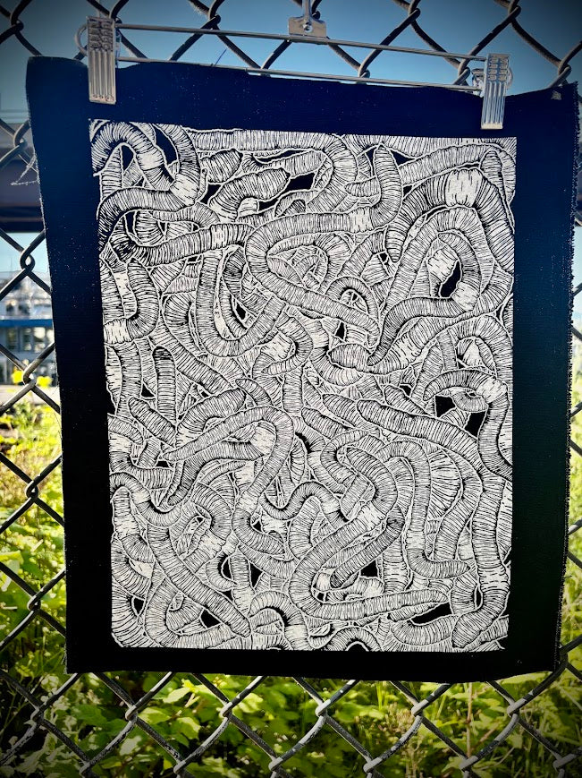 WORMS! large worm back patch panel.