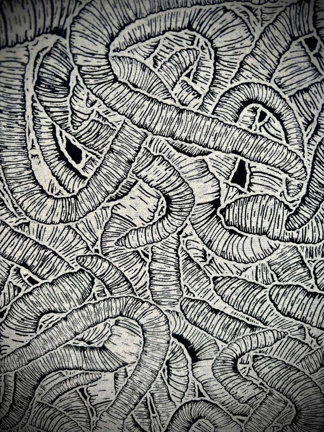 WORMS! large worm back patch panel.