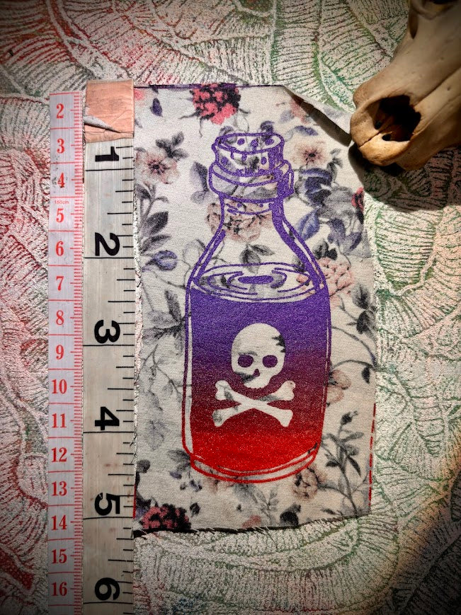 Little bottle of poison sew on patch