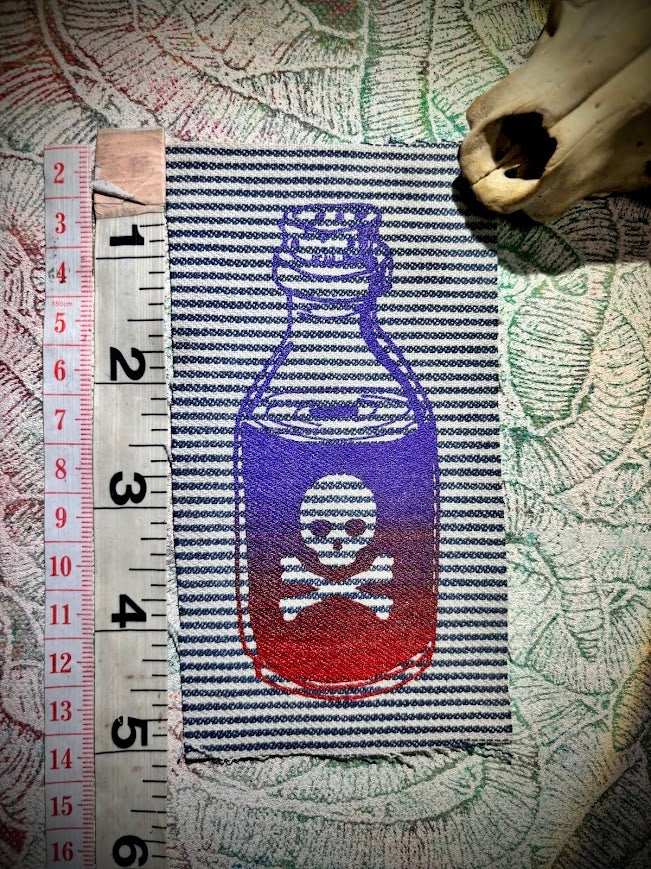 Little bottle of poison sew on patch