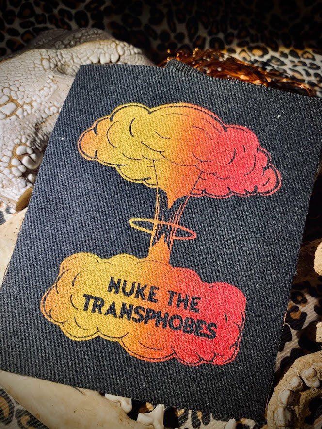 Nuke the Transphobes sew on patch
