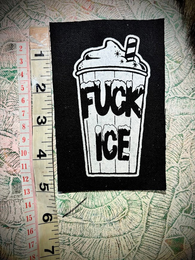 Fuck ICE slushie sew on patch.