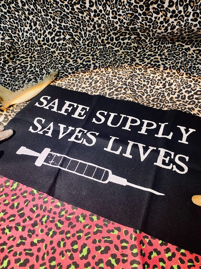 Safe supply saves lives, back patch.