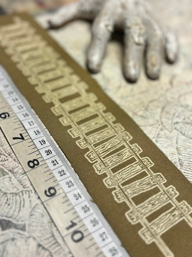 Train tracks sew on patch. 11 inches long