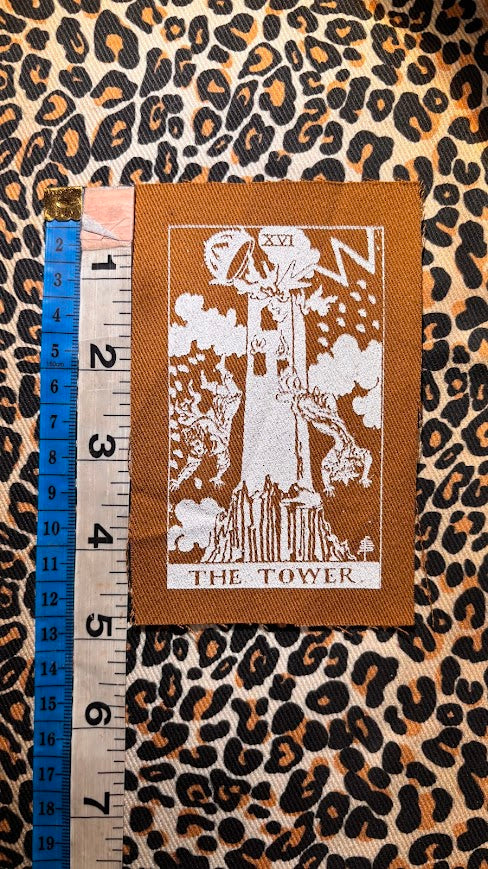 The Tower tarot card sew on patch