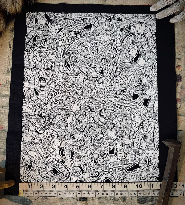 WORMS! large worm back patch panel.