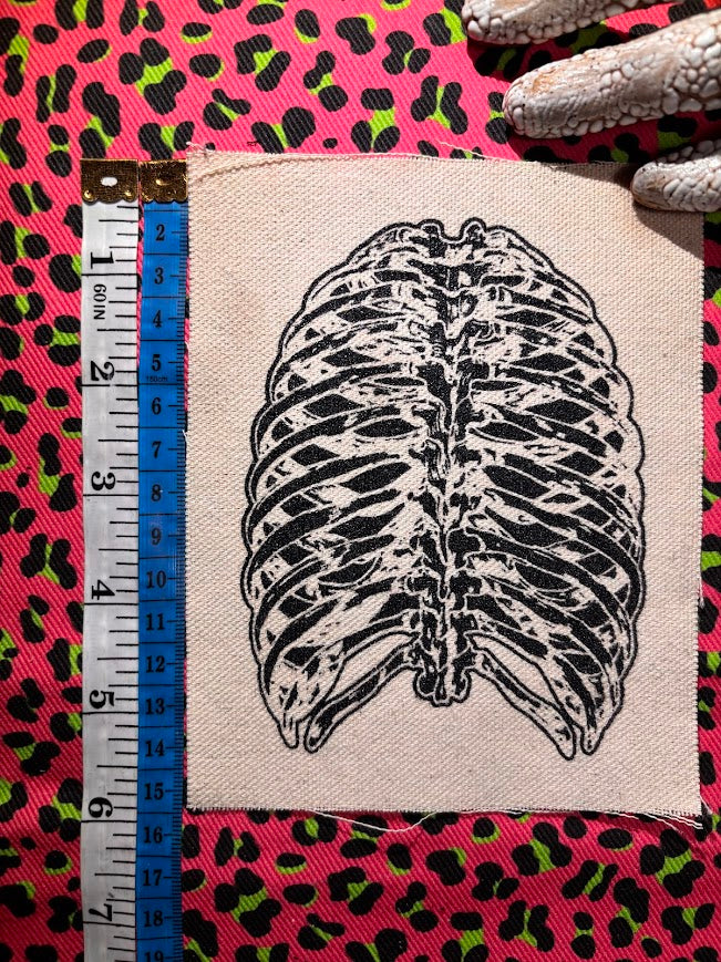 back human ribcage medical drawing sew on patch