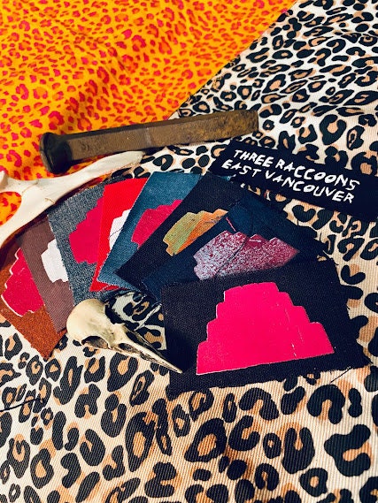 mini energy dome sew on patch. for punk spud battle vests, crusty overalls, DEVO themed backpacks. post-punk, 1980's, new wave