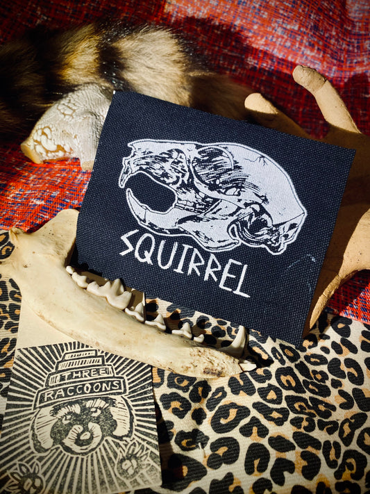 Squirrel skull sew on patch