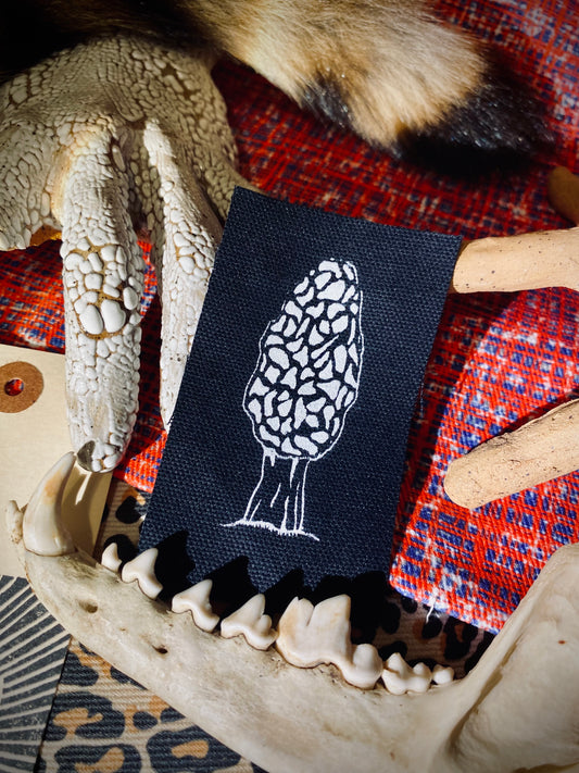 Tiny morel mushroom sew on patch