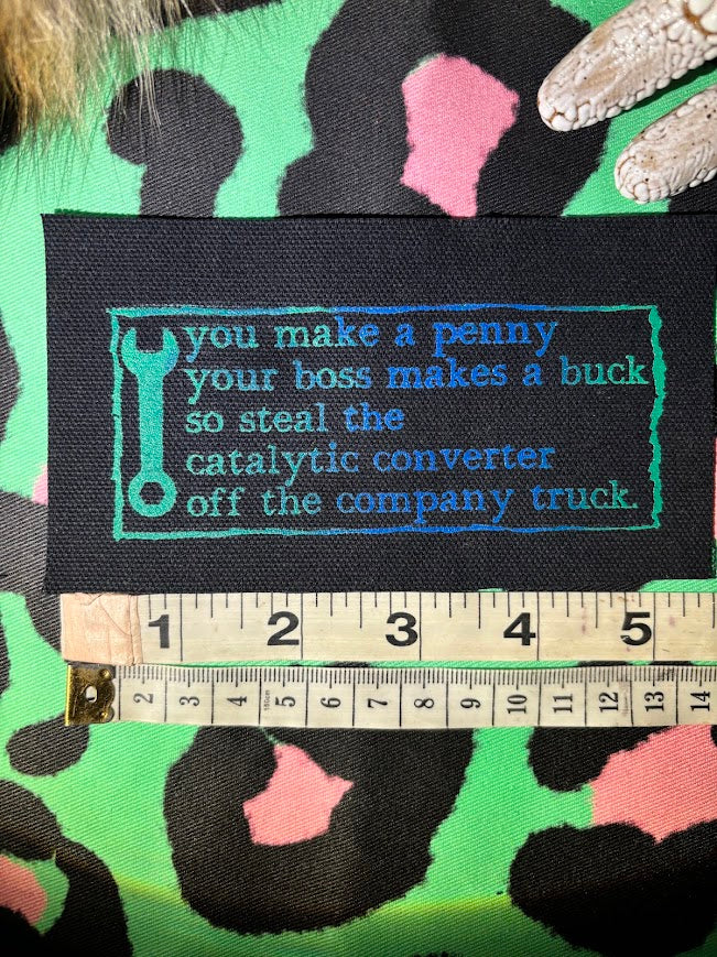 Anti work poem sew on patch