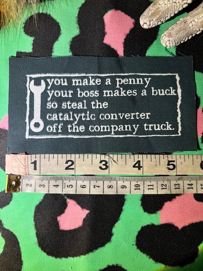 Anti work poem sew on patch