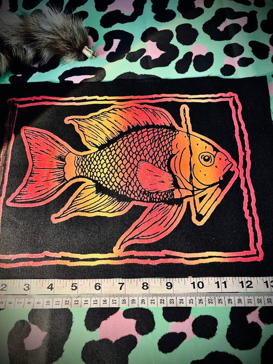 Fish smoking a cigarette back patch