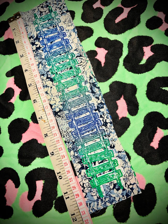 Train tracks crusty sew on patch. 11 inches long