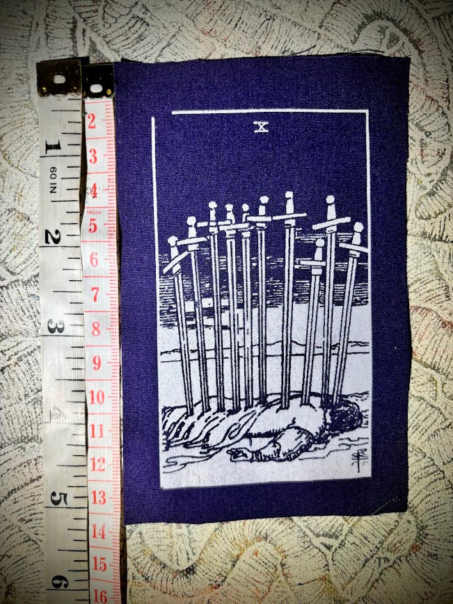 Ten of swords tarot sew on patch