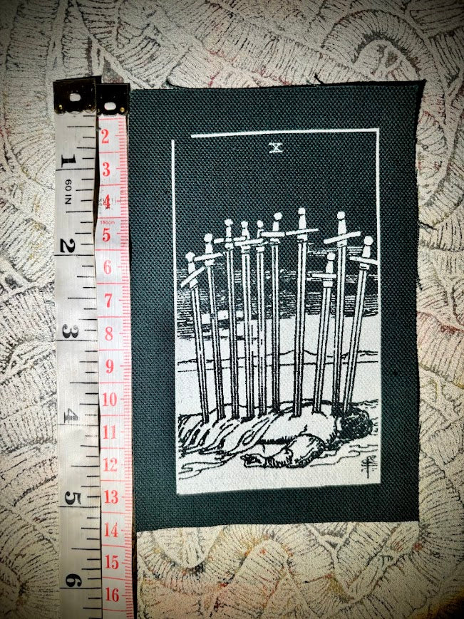 Ten of swords tarot sew on patch