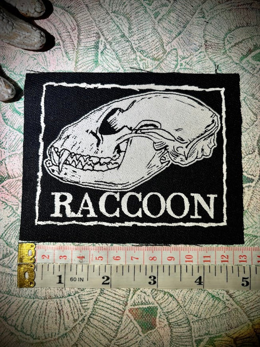 Raccoon skull sew on patch