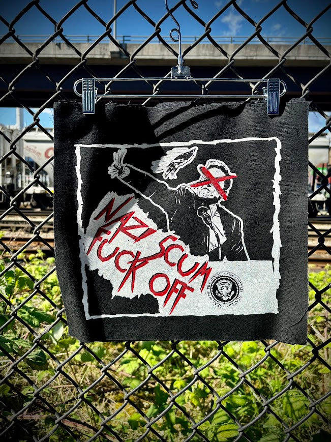 Elon musk, Nazi scum fuck off back patch.