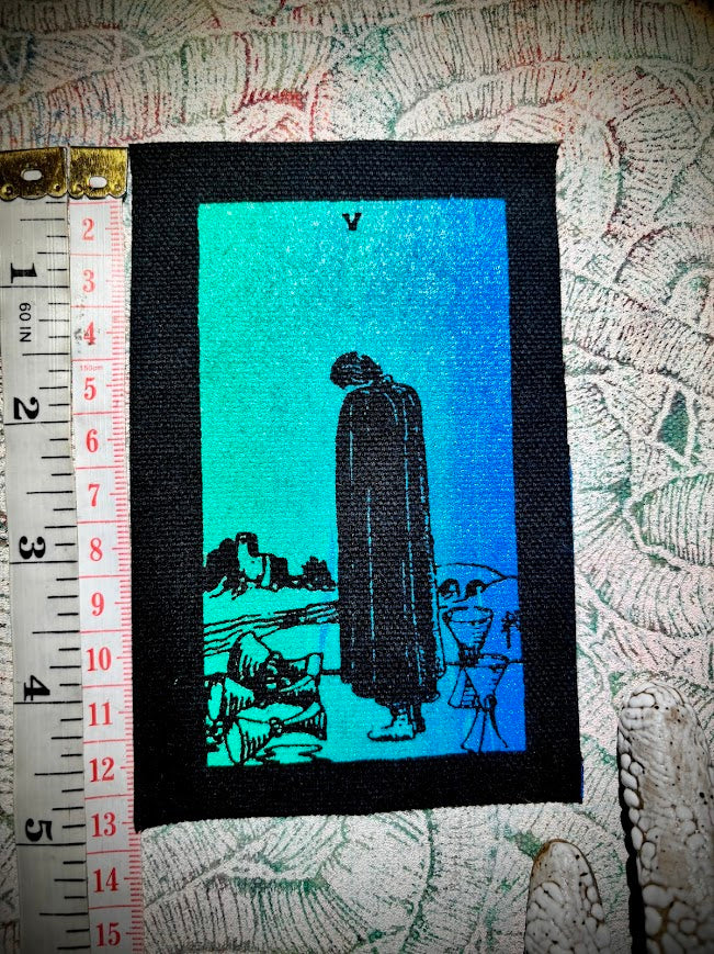 5 of cups tarot card sew on patch