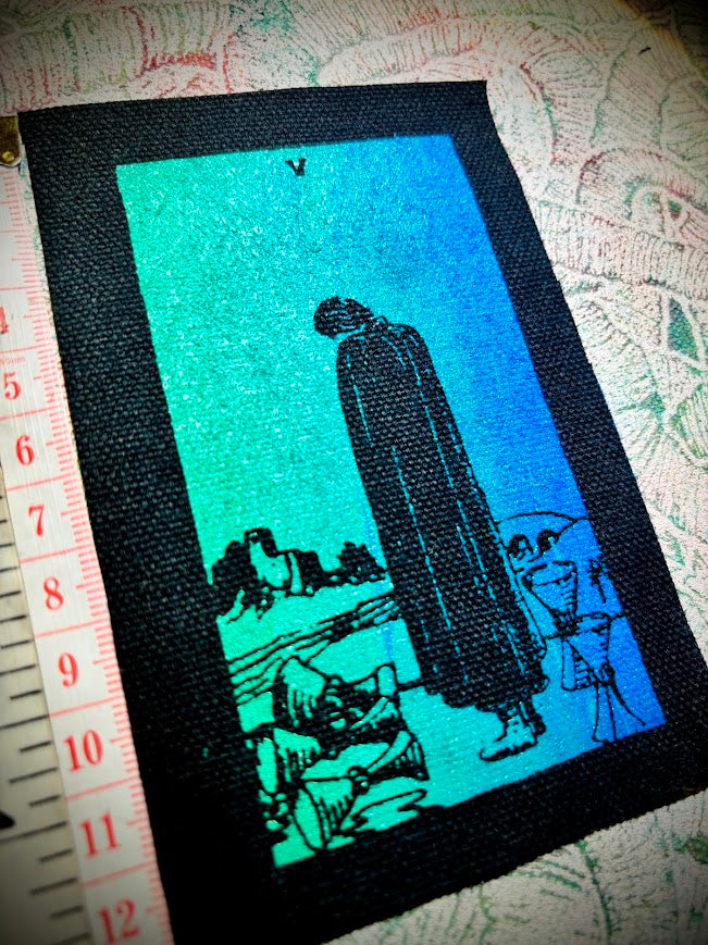 5 of cups tarot card sew on patch
